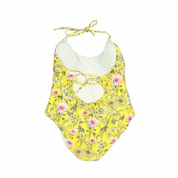 NWT! Lucky Brand Cruisin Coronado One Piece Halter Swimsuit in Yellow Floral. 2X - Picture 6 of 13